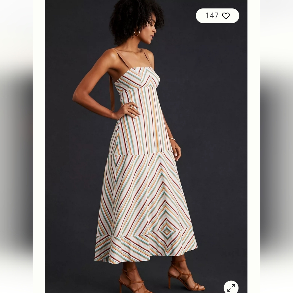 Maeve Square Necked Striped Maxi Dress